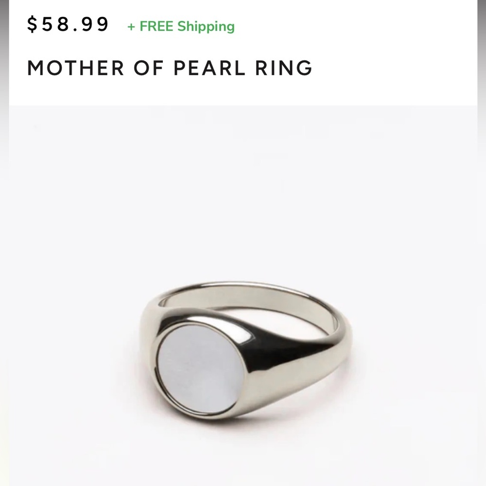 Atolea Mother of Pearl Signet Ring - Silver Tone